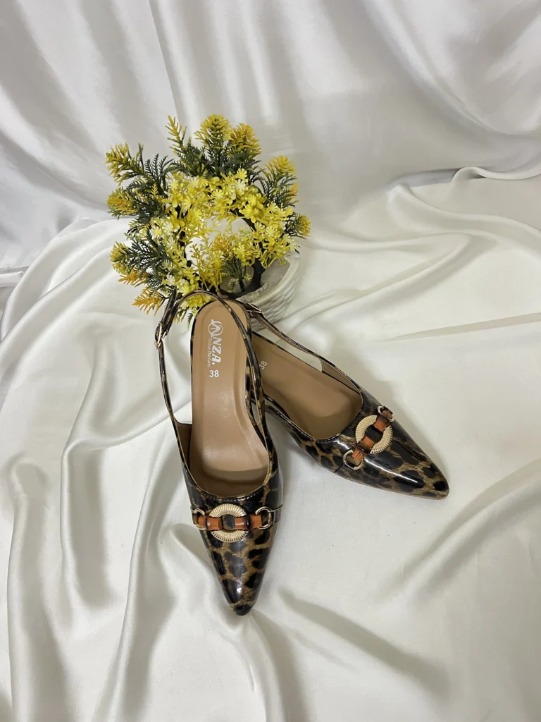 Leopard Print Slingback Mid-Heel Shoes | Women’s Pointed-Toe Heels